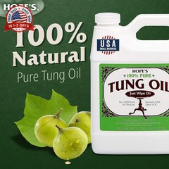 HOPE’S 100% Pure Tung Oil, Food Safe, Premium Waterproof Natural Wood Finish and