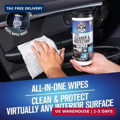 Chemical Guys, Total Interior Cleaner & Protectant Canister Wipes, 60 Count | Fo