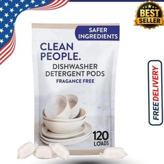 Clean People Dishwasher Pods – Cuts Grease & Rinses Sparkling 120 Count