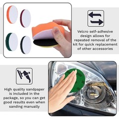 Kit 38PCS Limpieza de Faros con Lijas y Almohadillas, Universal para Coche