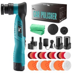 Cordless Mini Car Polisher Buffer 6 Speed 2Pcs 2000mAh 1/3in Orbital and Rotary
