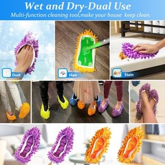 4 Pairs Microfibe Mop Slippers Shoes Covers Dust Foot Socks for Floor Cleaning