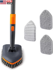 Tile Tub Scrubber Brush with 3 Different Function Cleaning Heads and 56″ Extenda