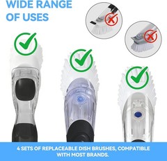 Dish Brush Refills 4 Pack White Replacement Brush Heads Compatible