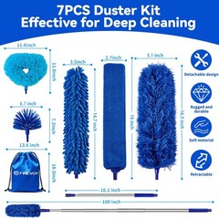 7-in-1 Cleaning Duster Kit with Extension Pole, Ceiling Fan & Cobweb Cleaner, Mi