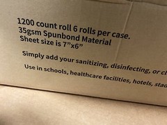 Case Of 6 Dry Rolls Dry 1200 Sheet Each Roll Spunbond 7” X 6” 7200 Total Sheets
