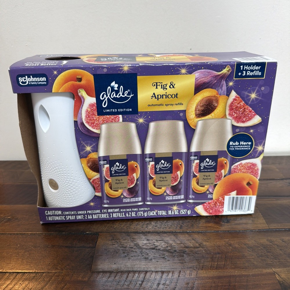 Glade FIG & APRICOT AUTOMATIC SCENTED SPRAY, 3-6.2 oz REFILLS 1-Adjustable UNIT