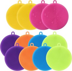 Silicone Dish Scrubber, 12 Pack Silicone Sponge Dish Brush Food Grade BPA