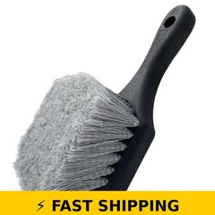 LUCKLYJONE Wheel & Tire Brush – Short Handle, Soft Bristles, Black