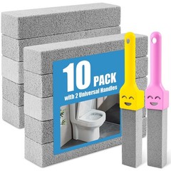 10 Pack Pumice Stone with 2 Handles, Toilet Bowl Cleaner Ring Remover, Pumice…