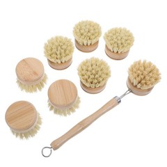 8pcs Kitchen Dish Brush: Scrub Cleaning Brushes with Bamboo Handle, Kitchen