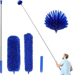 Paquete de 5 Plumeros de Microfibra con Mango Telescopico de 2.5 Metros Azul Kit