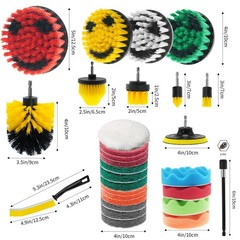 32 Pack Drill Brush Attachments Set Scrub Pads Sponge Buffing Pads Crevice Cl…