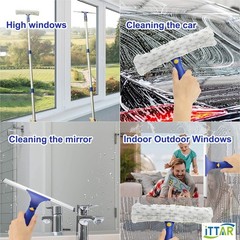 Window Cleaner Tool with Long Handle, 60″ Shower Squeegee for Window Cleaning…