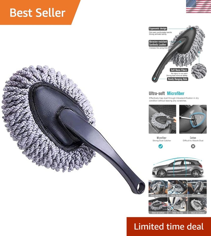 Compact Reusable Car Dusting Tool – Soft Microfiber Brush for Gentle Cleaning