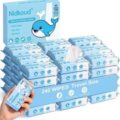 Flushable Travel Wipes 40 Pack (240 Total) – Aloe Vera, Unscented, Sensitive Ski