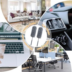 2 Pack Microfiber Feather Duster for Cleaning with Extendable Pole Hand Washable