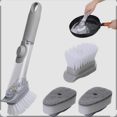 Automatic Soap Dispensing Dish Brush Kitchen Scrubber Handle Refillable Cleaning