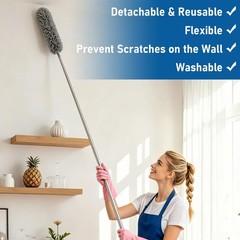 Retractable Microfiber Gap Duster 100 Inch Reusable Duster for Ceiling Furniture