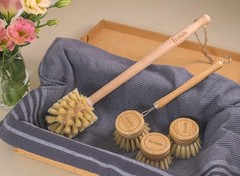 Ecolulu Natural Bamboo Dish Brush & Wood Bottle Brush For Wide Mouth Bottles Cup