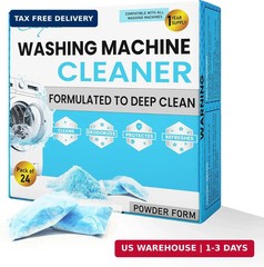 Washing Machine Cleaner Powder, 1Year Supply (24 Packs) for Front & Top Load Was