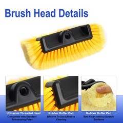 18FT Reach Car Wash Brush with Long Handle, 3 to 12 FT Car Cleaning Brush wit…
