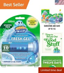 Scrubbing Bubbles Fresh Gel Toilet Cleaning Stamps – Rainshower Scent, 6 Count