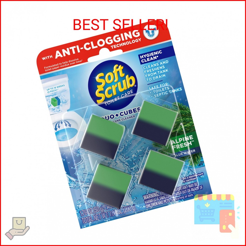 Soft Scrub in-Tank Toilet Cleaner Duo-Cubes, Alpine Fresh, 4Count