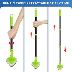 2 in 1 Scrub Cleaning Brush with 37” Long Extendable Handle,1 Stiff Bristle and