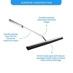 Shower Squeegee with Long Handle and Adhesive Hook. for Glass Doors, Tile Wal…
