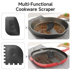 Cast Iron Scrubber with Silicone Handle, Stainless Steel Skillet Cleaner for …