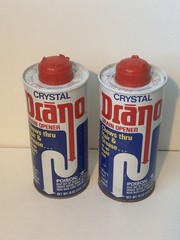 Drano Kitchen Crystal Clog Remover Vintage 18oz Can, 1977 NOS Lot Prop AD Usa
