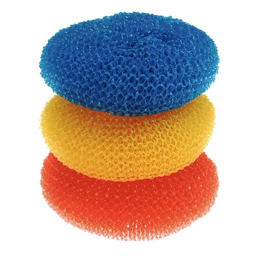 Plastic Mesh Scouring Pads – 3 Pack, 3.375″ x 1.25″, Non-Scratch Dish Scrubbe…