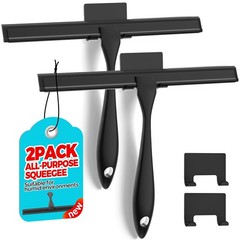 2PACK All-Purpose Shower Squeegee for Doors, Tile 10 Inch, Black