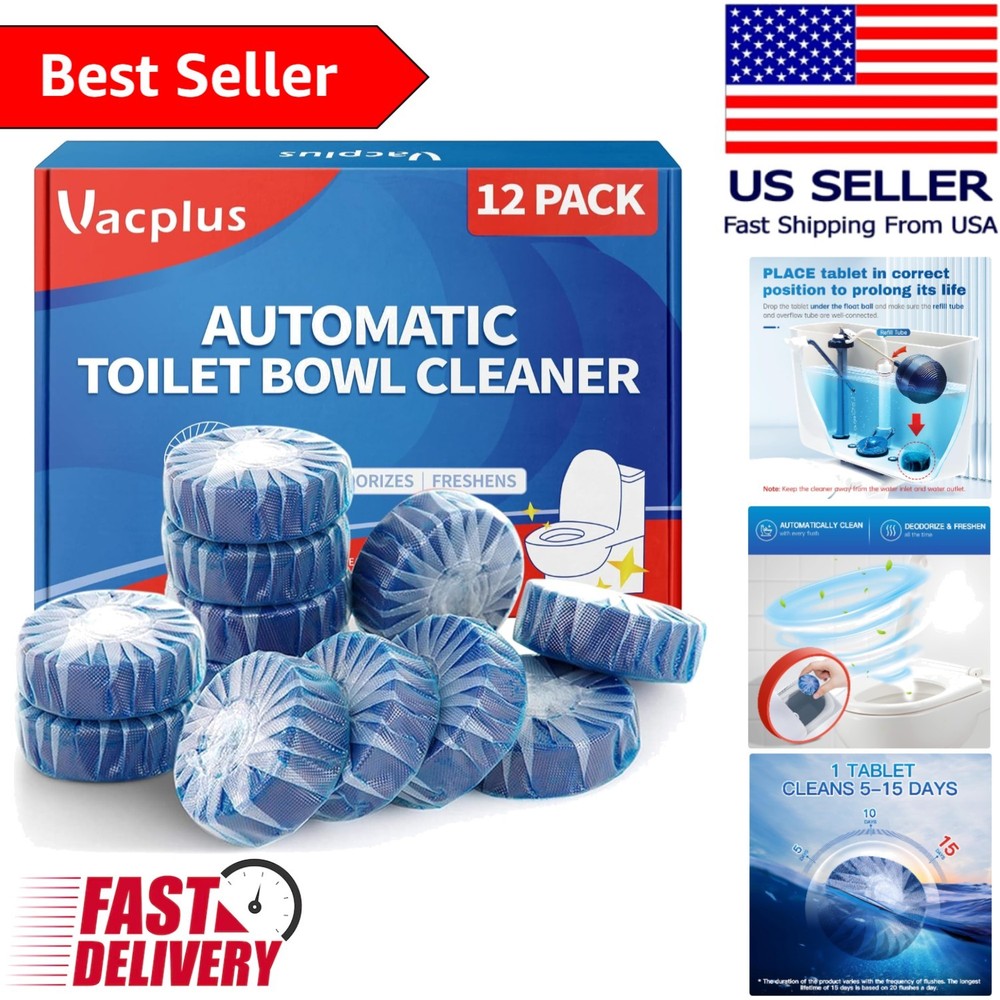 Fragrance-Free Toilet Bowl Cleaner Tablets – 12 Count for Stain Prevention