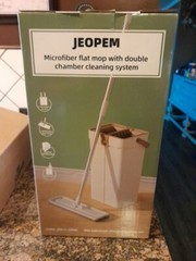 Jeopem Flat Flooring Mop Bucket Free Hand Washing Cleaning Microfiber Mop