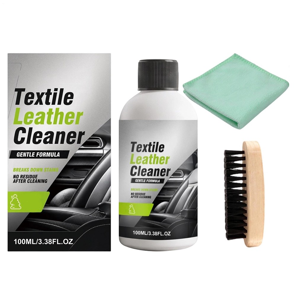 Textile Leather Cleaner w Brush For Car Seats, Handbags, Boots, Saddles, Purses