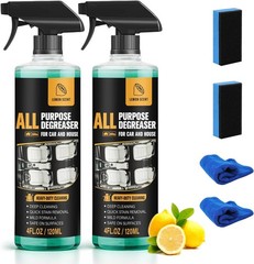 2Pcs All Purpose Degreaser Spray Lemon Scent Heavy Duty Car Home Cleaner