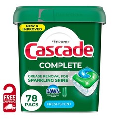 78 Dishwasher Detergent Pods Fresh Scent ActionPacs Free Ship