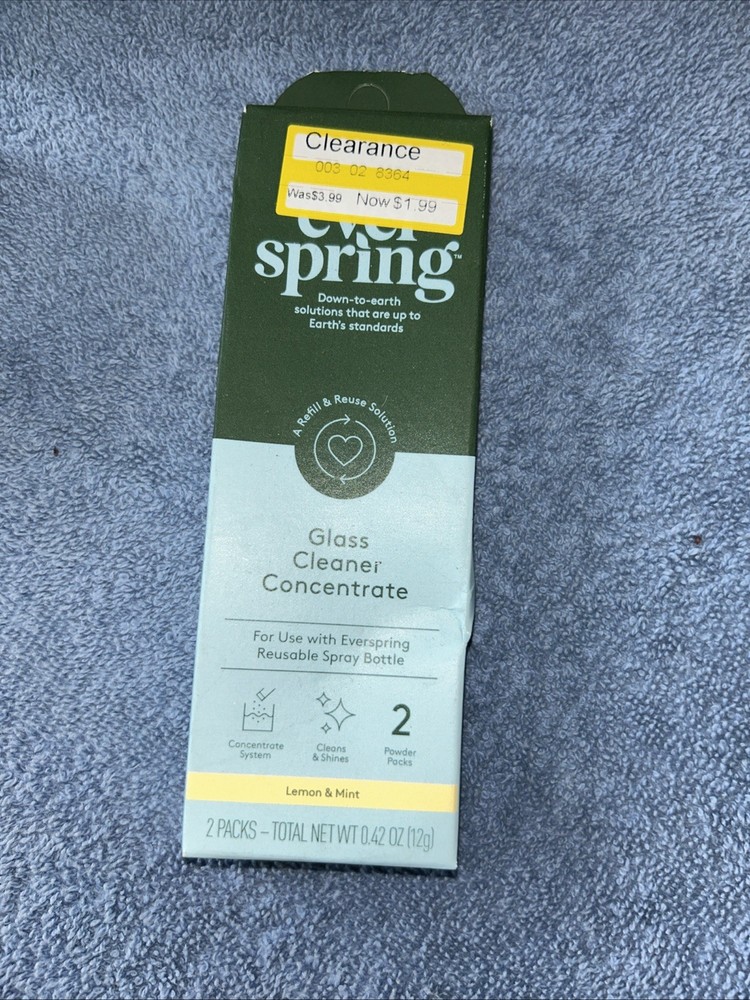 Everspring Glass Cleaner Concentrate Lemon Mint Refill Sustainable Powder