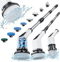 Power Scrubber with 8 Replaceable Brush Heads Rechargeable Removable Handle