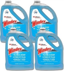 Windex Glass Cleaner, 128 Oz Bottle – Streak-Free, Recycled Material, Case of 4
