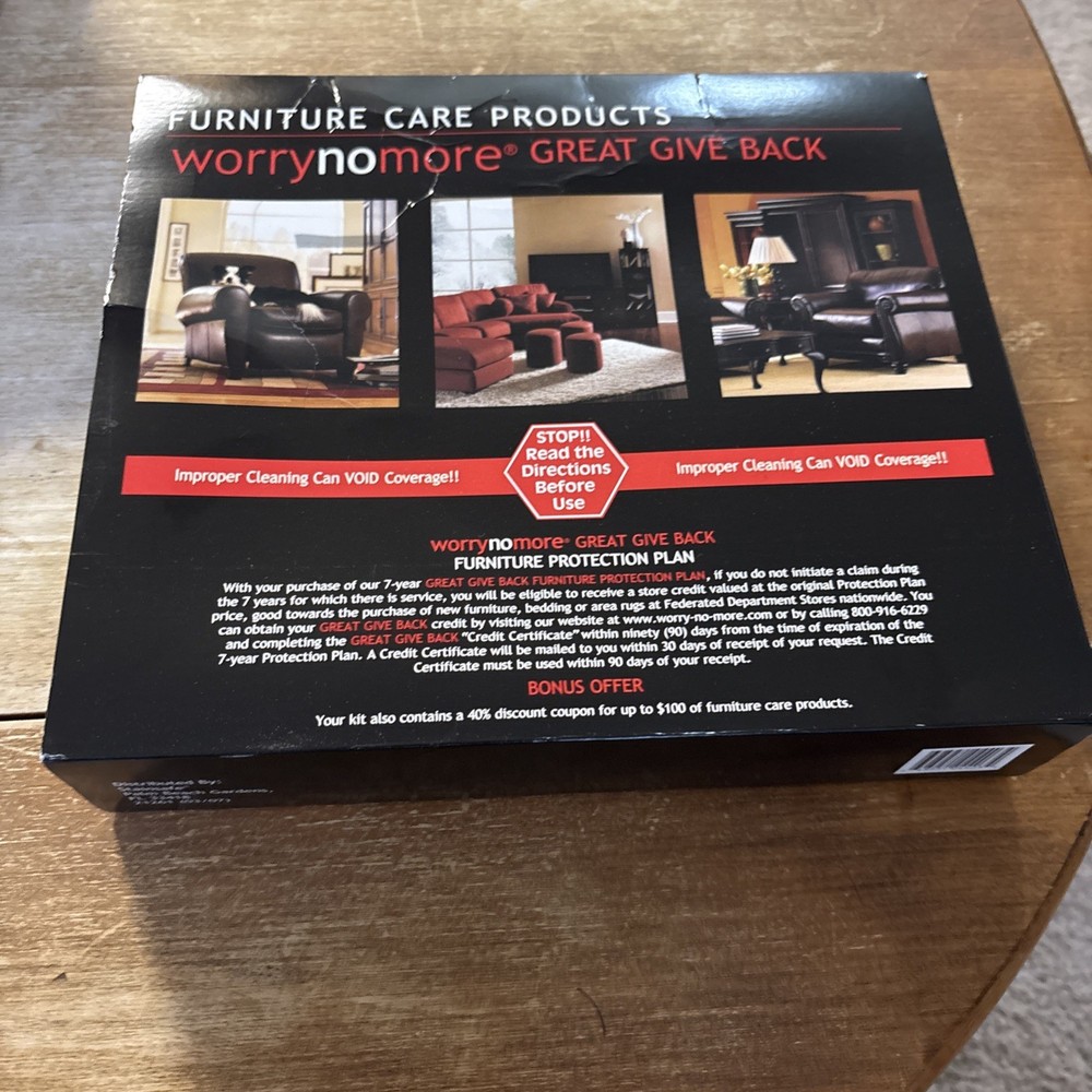 NEW Sealed Worry No More Products Furniture Care Kit NIB FREE SHIPPING!!