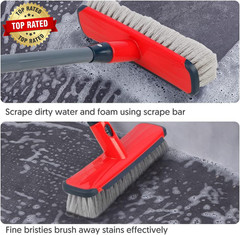 Floor Scrubber with Long Handle 2 in 1 Scrubbing Brush Stiff Bristle Shower Clea