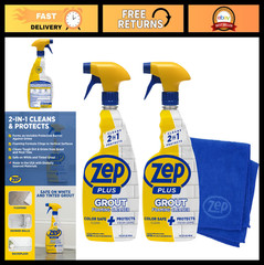 Foaming Grout Cleaner 32 oz (2-Pack) + Blue Microfiber Rag – Safe for Tile & Sto