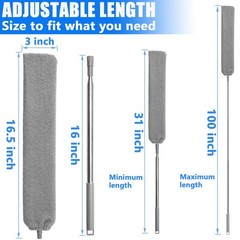 100 inches Retractable Gap Dust Cleaner Cleaning Tools with 4 Microfiber Dust…