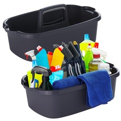 2-Pack Large Gray Cleaning Caddy for Cleaning Supplies with Handle – Portable Pl