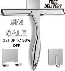 Docrok 10″ Stainless Steel Shower Squeegee Glass Door Window Mirror Cleaner Hook