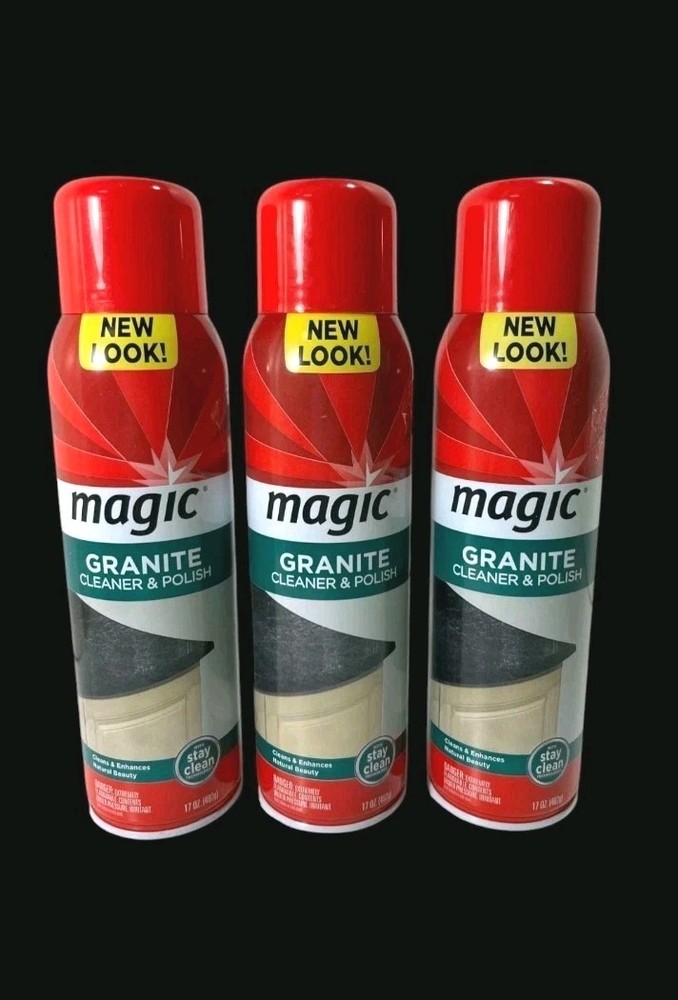 Magic Granite Cleaner & Polish Aerosol lot of 3 Natural Stone Marble Quartz