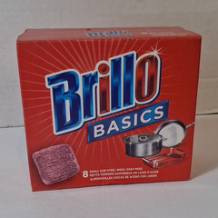 Brillo Basics Small Steel Wool Soap Pads, Anti-Rust, Bonded Edges, 8-Count
